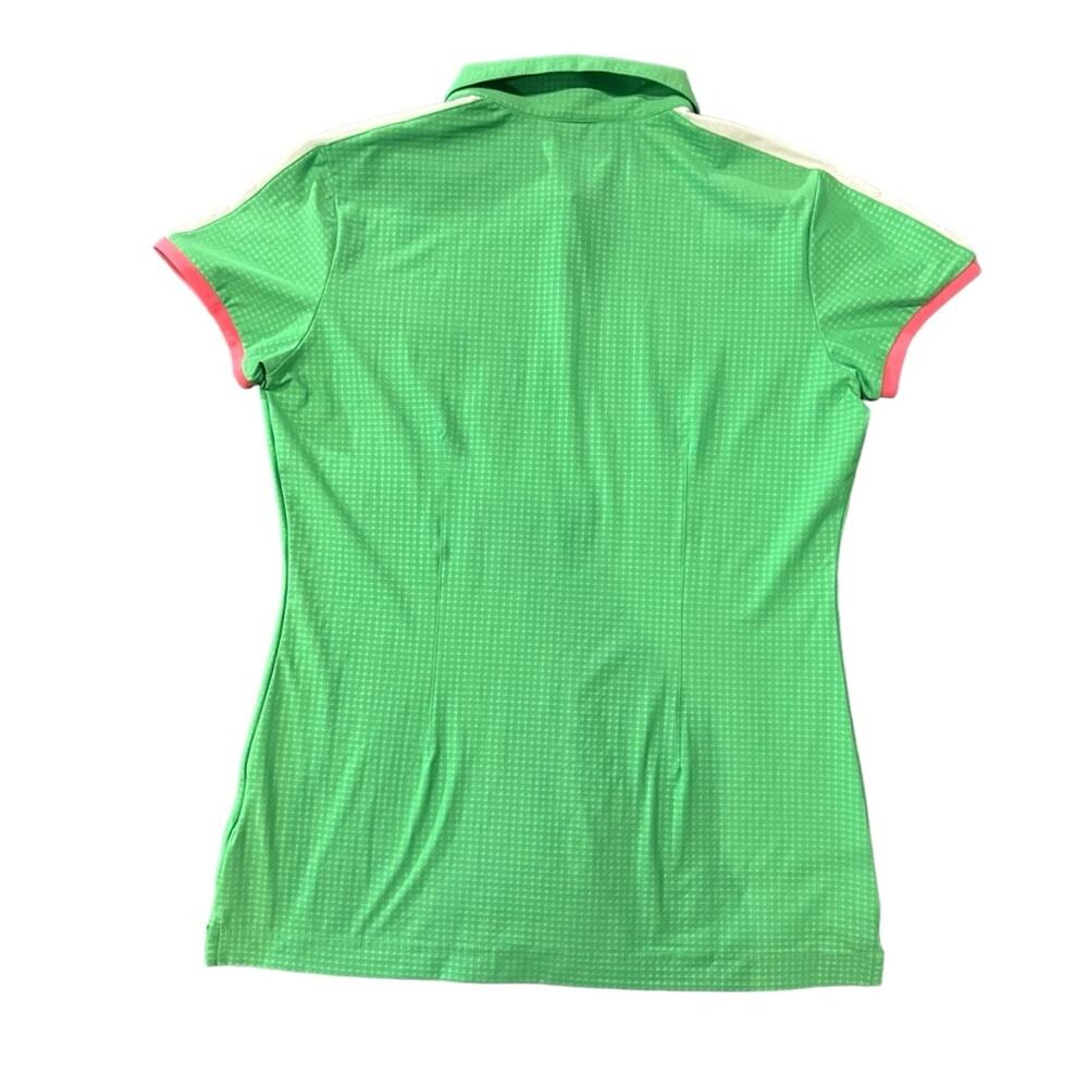 Nike Golf Polo Shirt Womens Size Small Green Textured Dri-FIT Pink Trim - Picture 4 of 4